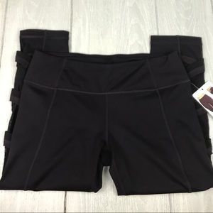 NWT Active Life purple moisture wicking mesh leg detail leggings